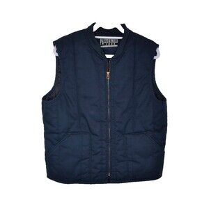 Men's Navy Blue Quilted PS Preslow 1955 Full Zipper Lined Vest Large - Chest 44"
